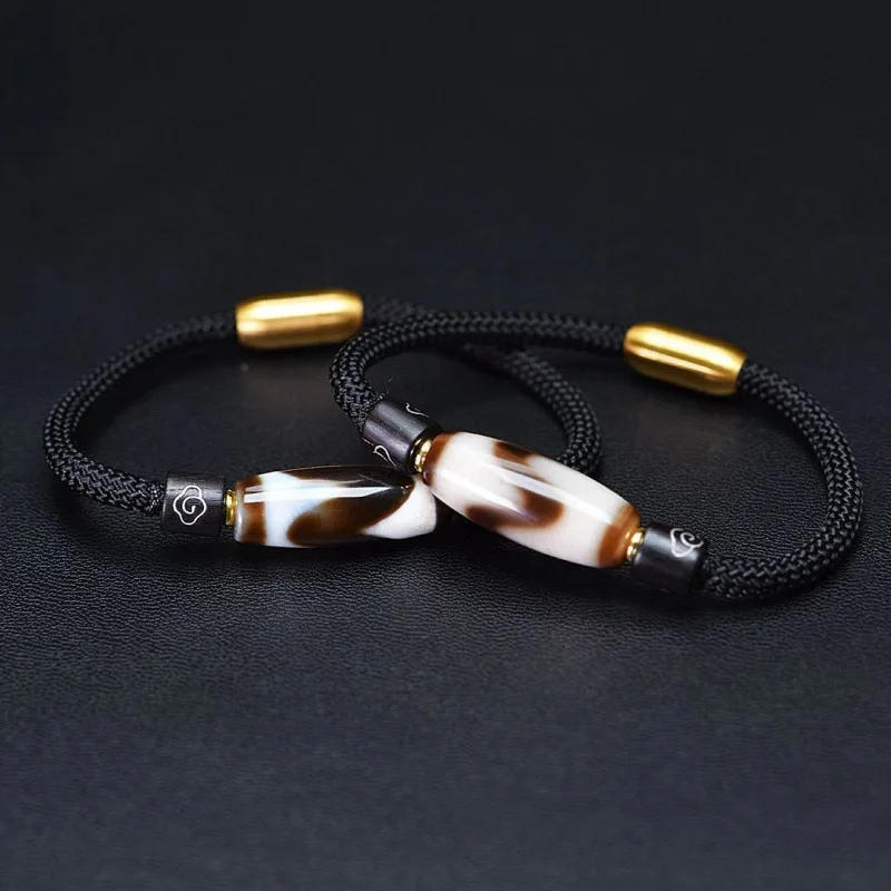 

Браслет из агата в тибетском стиле с тигровым зубом для мужчин и женщин, универсальное и модное украшение.