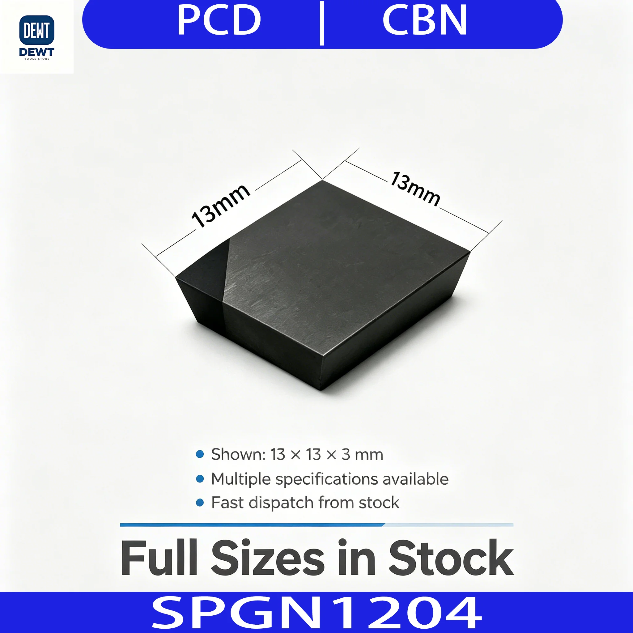 SPGN1204Single Sided Indexable PCD Milling Insert Polycrystalline Diamond CNC for Aluminum Copper Nonferrous Precision Machining