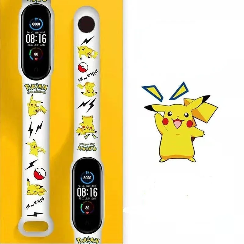 Pokemon Pikachu Millet Strap Mi Band per Xiaomi 7 4 5 6 Cartoon Animation bracciale Strap Tpu cinturino sportivo sostituibile