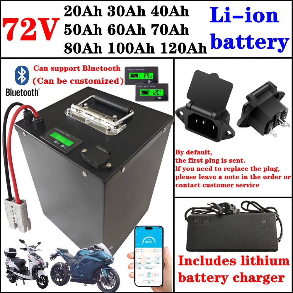 72v 20Ah 30Ah 40Ah 50Ah 60Ah 70Ah 80Ah 100Ah Li-ion Battery Pack Bluetooth BMS for 5000W Golf Cart and Power Supply