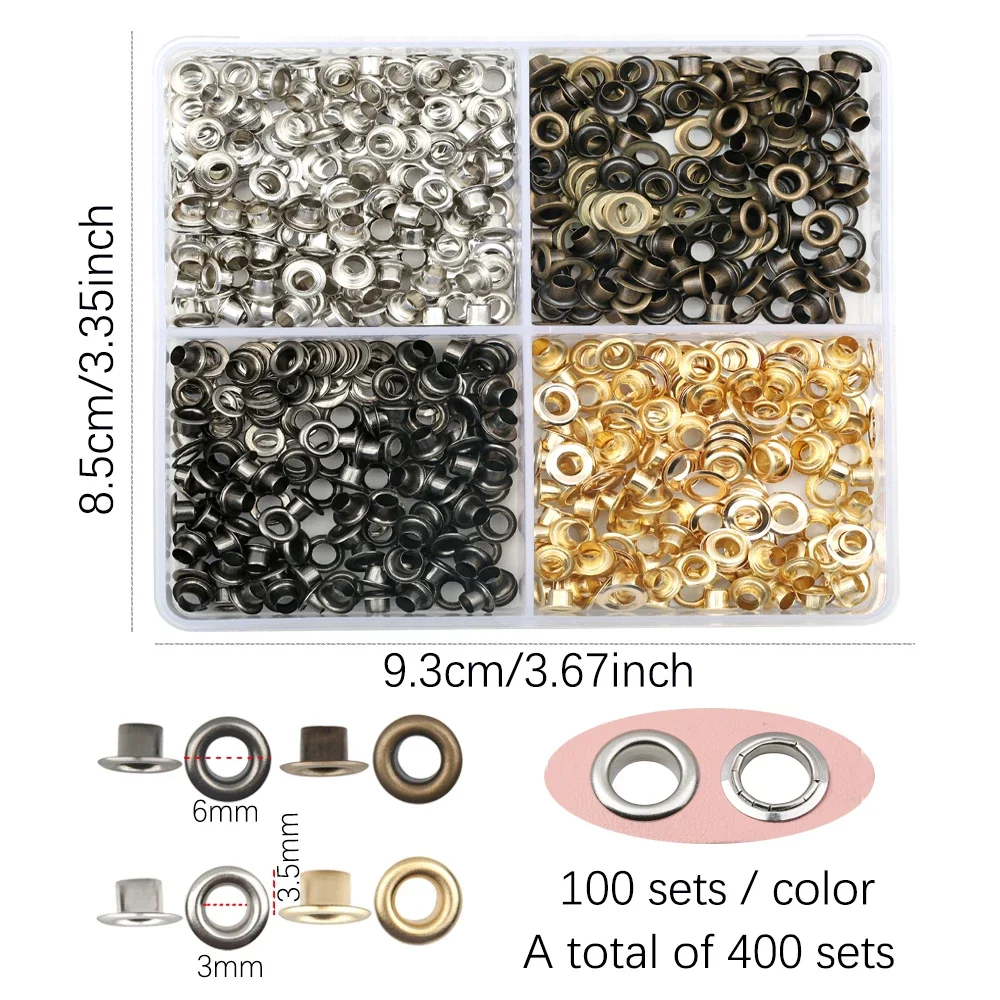 Accessori per punzonatrici fatti a mano Occhielli passacavo con pinze multifunzionali Kit anelli rotondi per cintura in pelle Scrapbooking