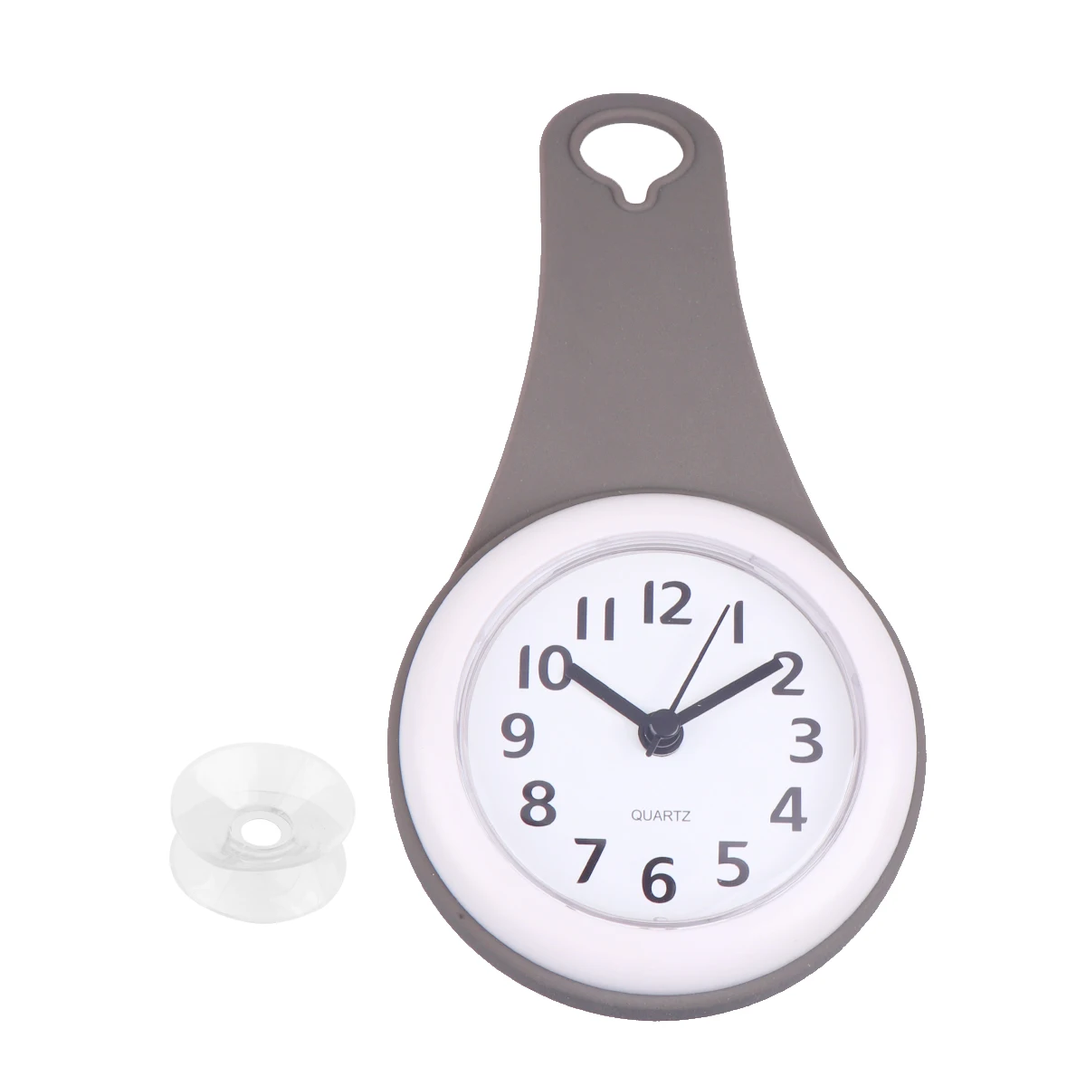 

Waterproof Silent Wall Clock Grey Suction Cup Hanging Bathroom Clock Easy Install Remove For Shower Room Decor Digital