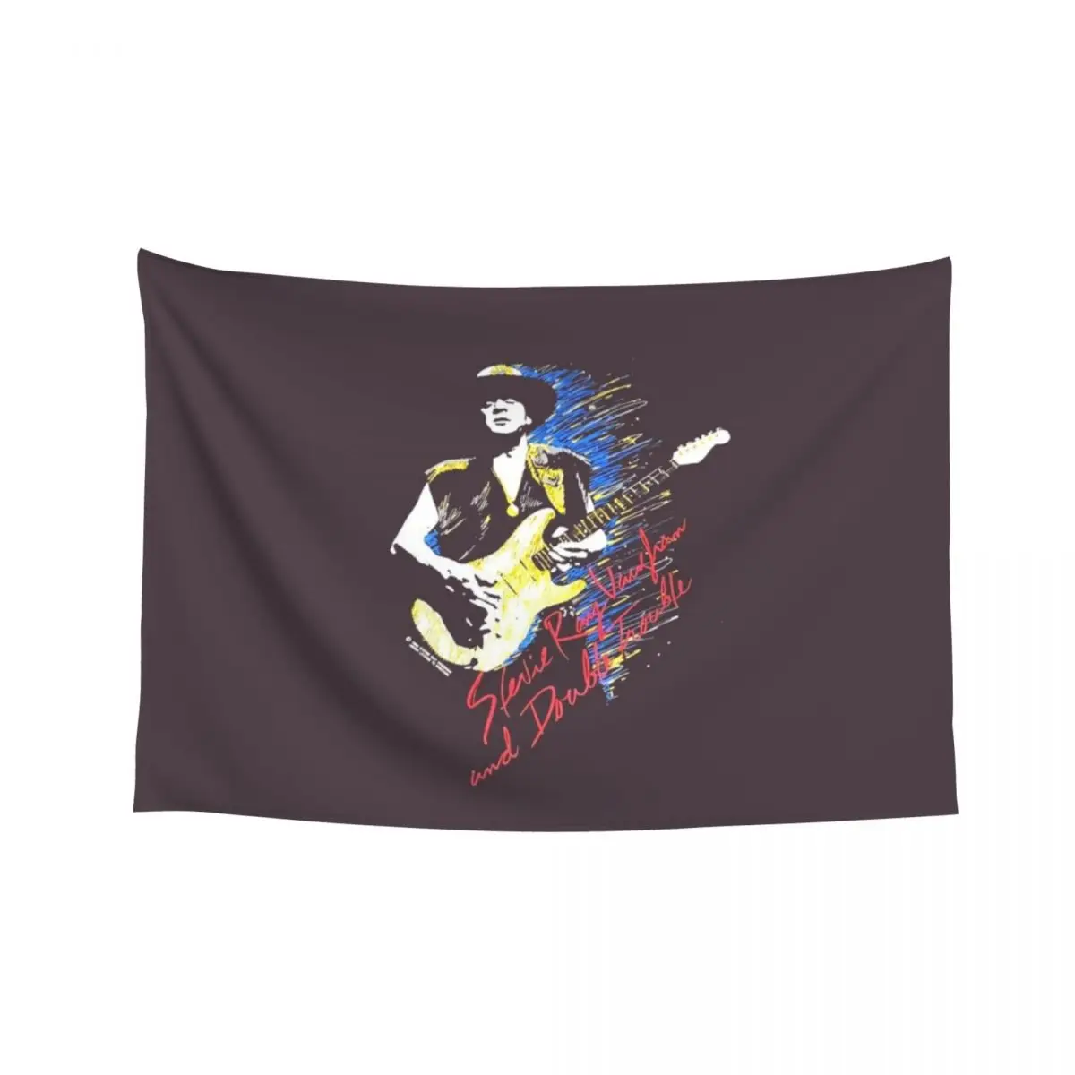 

RARE Vintage 90s 1990 90 SRV Stevie Ray Vaughan In Step Final Tour before death double sided Tapestry