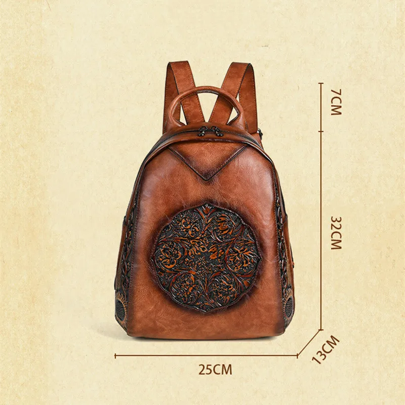 2024 Vintage Tang Grass Embossed Leisure Travel Shoulder Ladies Bag Luxury Designer Shopper Backpacks Female Mochilas