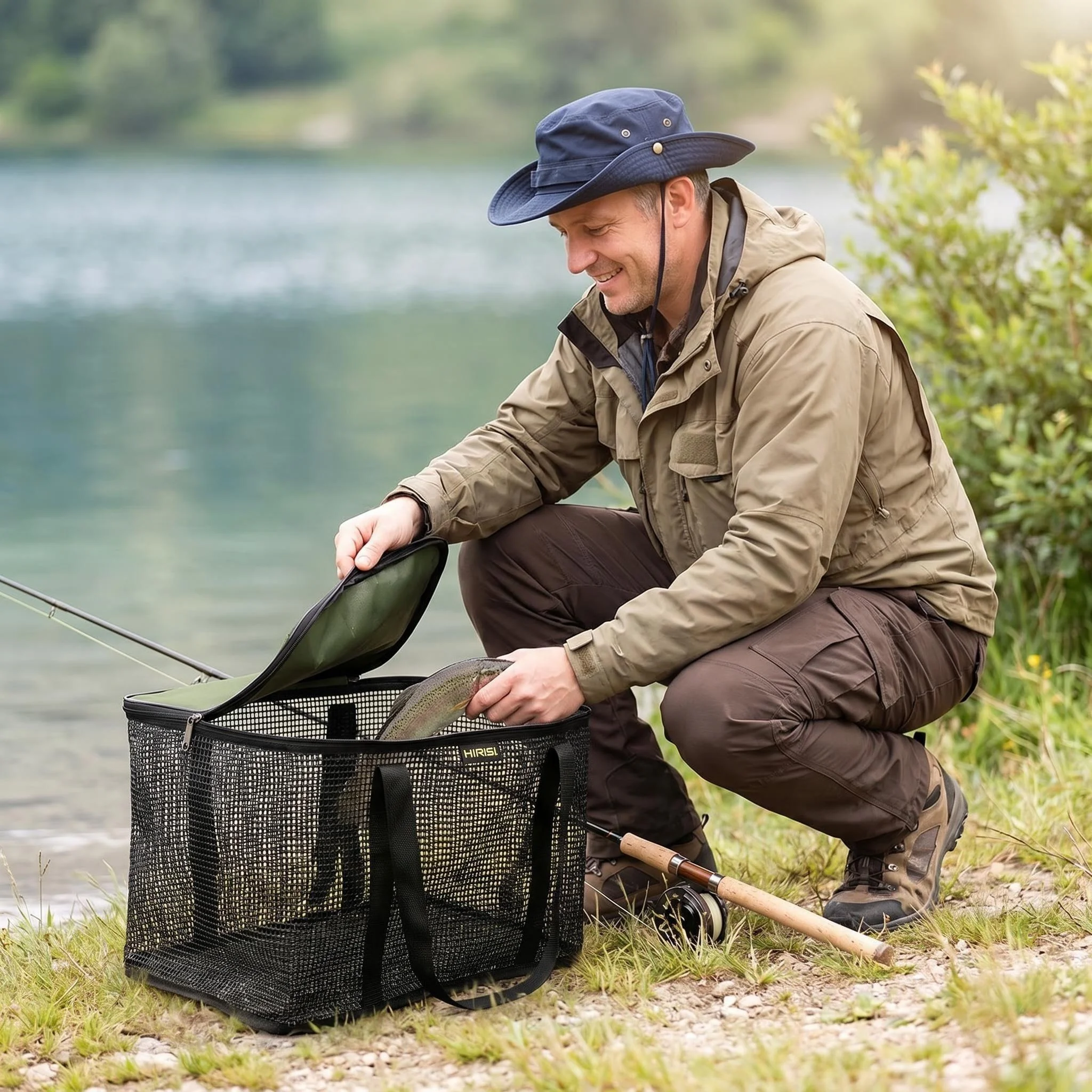 Hirisi bolsa de peces vivos plegable y portátil, malla silicona - imagen 3