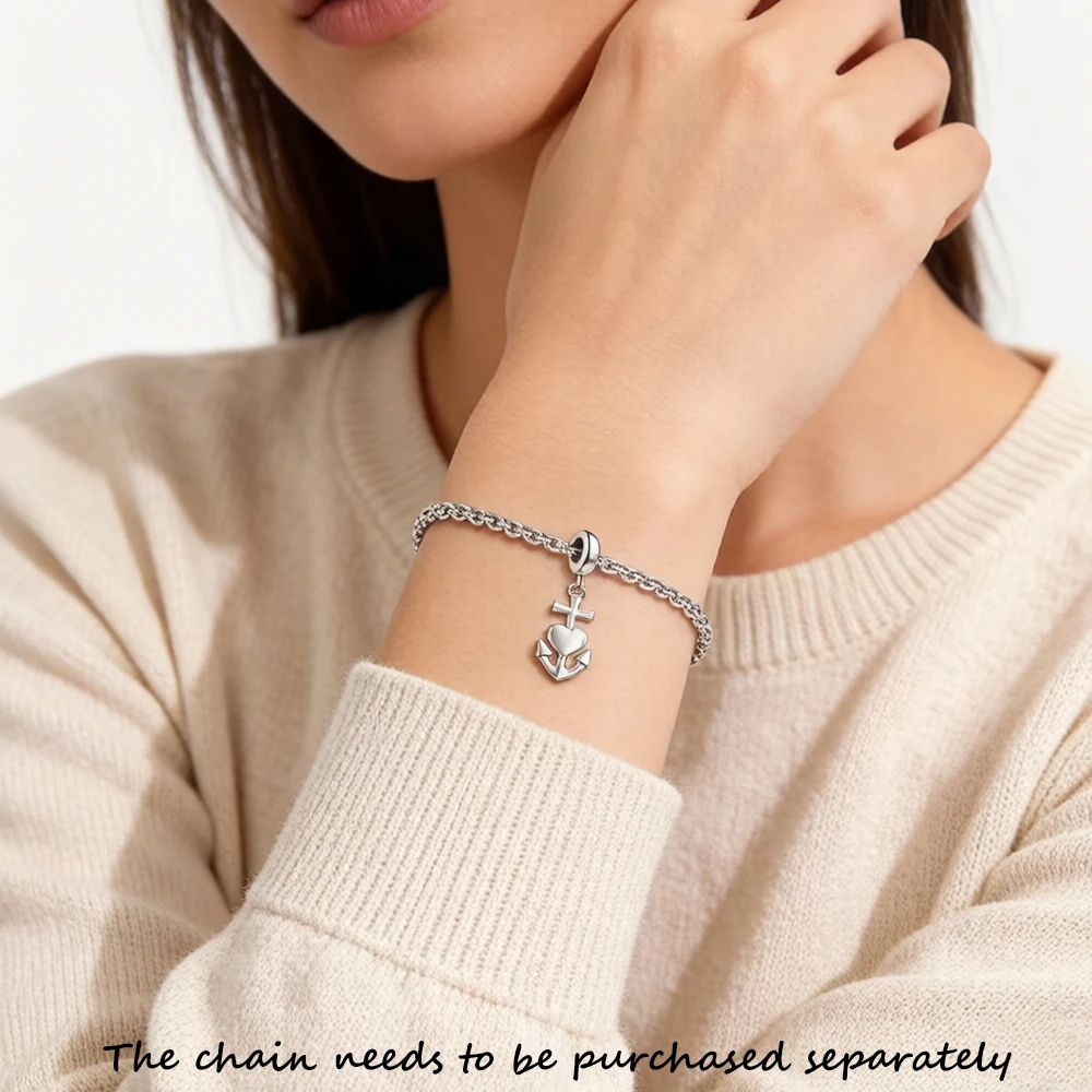 Hope Faith Love Dangle Charm Women Summer Brand New Vintage 925 Sterling Silver Pendant