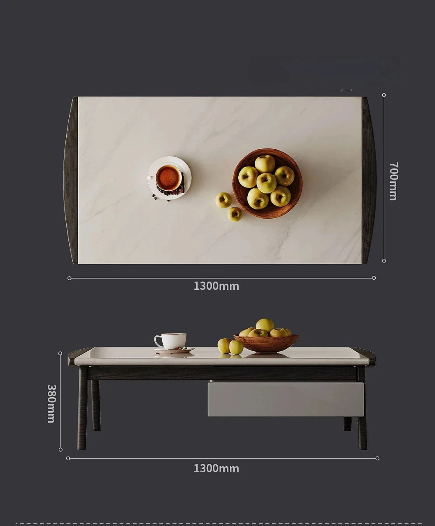 Italian Minimalist Square Stone Plate Coffee Table Designer Model Creative Coffee Table Affordable Luxury Style Drawer Low Table