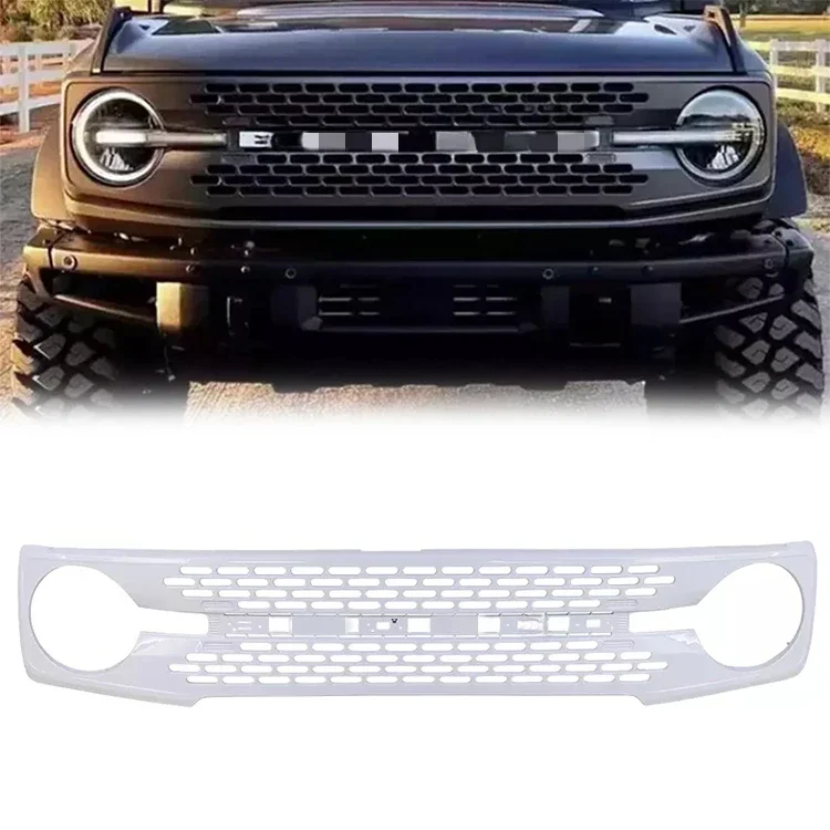 2021+ High quality Auto body kit ABS plastics new design White Front grille car grills for FORD Bronco