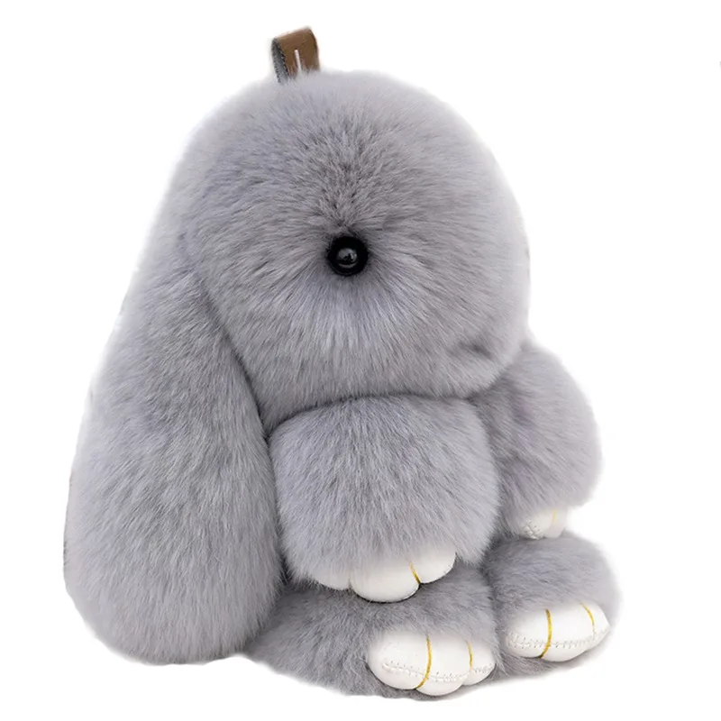 Soft Cute Bunny Keychain Artificial Rabbit Fur Plush Fluffy Pom pom Key Ring for Women Real Rabbit Fur Soft Toys Wholesale