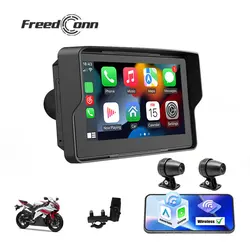 Freedconn C5000 Motorcycle Carplay Navigation DVR Bluetooth Car play 5Inch Display Wireless Android Auto Waterproof Monitor