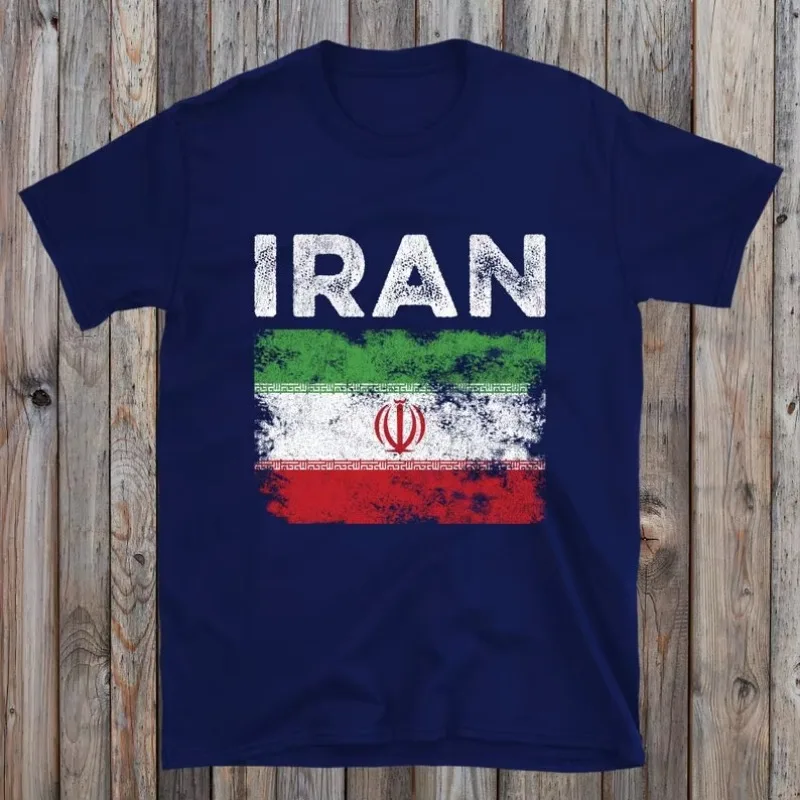Iran Flag Distressed Iranian Flag Graphic T Shirts Love Peace High Quality Cotton Man T-shirt Classic O-neck Casual Short-sleev