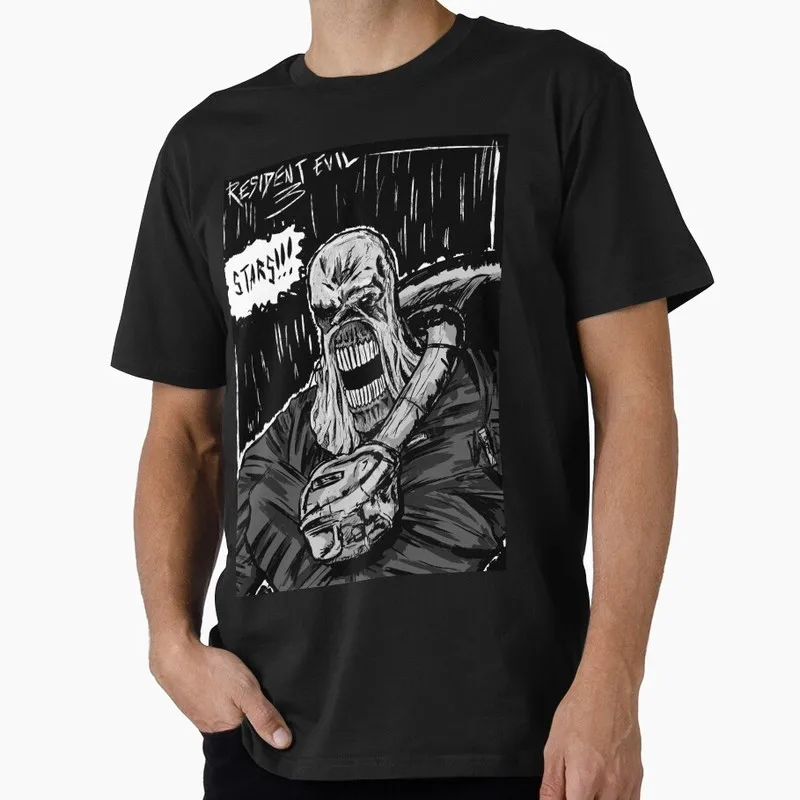 STARS!!! Vintage Resident Evil Nemesis T‑Shirt Biohazard Survival Horror Game Graphic Print Unisex Tee Retro Dark Gamer Tops