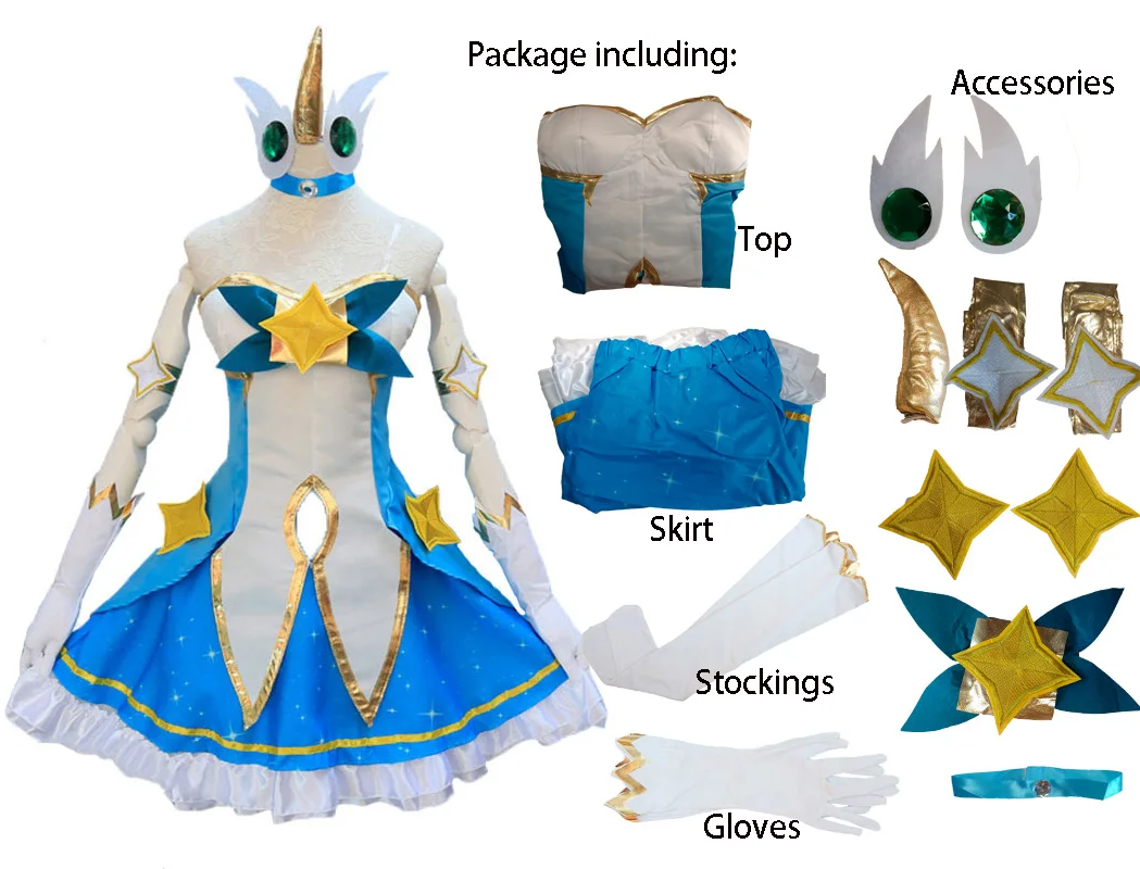 LOL Soraka Conjunto Completo Cosplay Traje para Mulheres, Star Guardian, Game