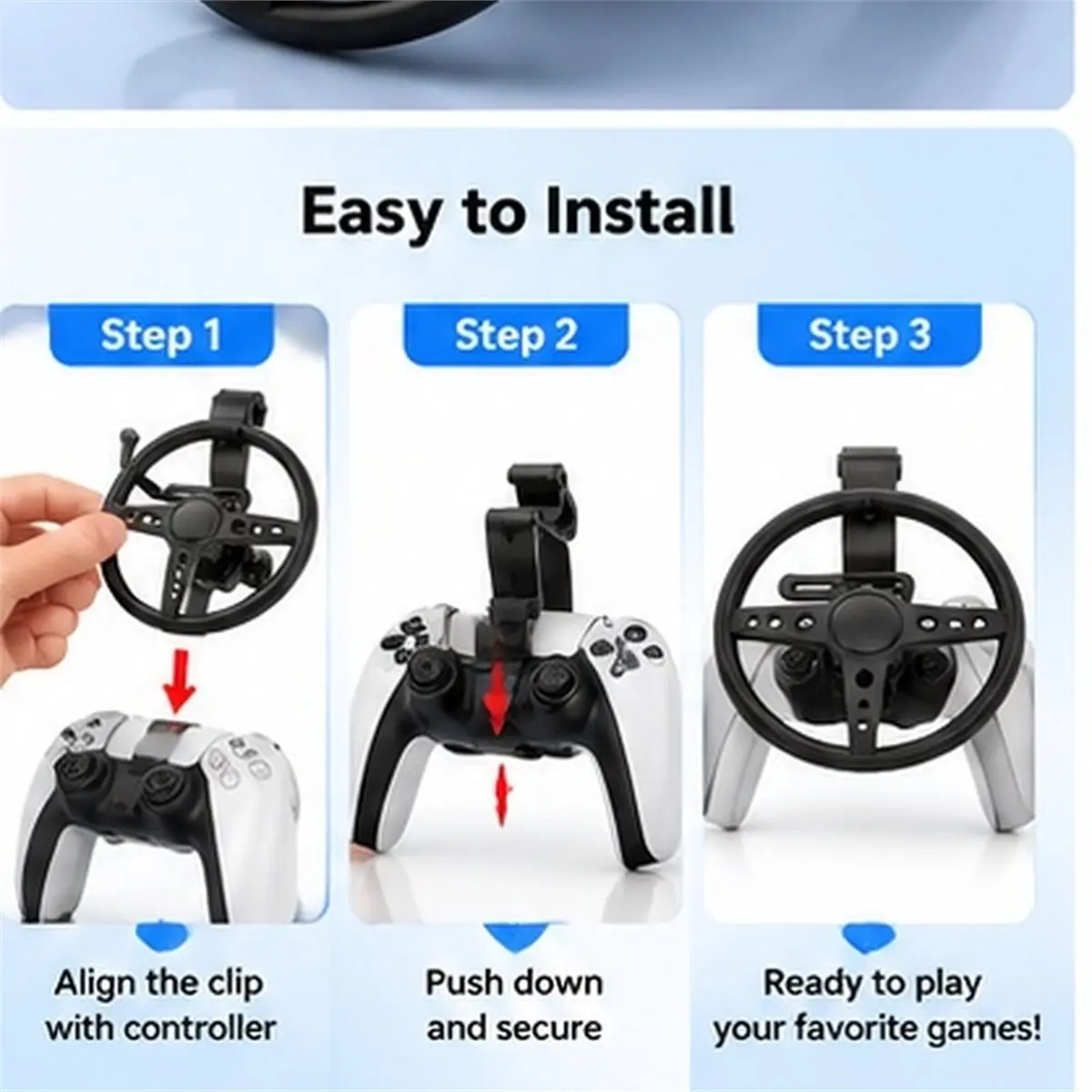 Universal Racing Steering Wheel Attachment for Controllers, Driving Simulator for Realistic Racing Gameplay, 1PC A