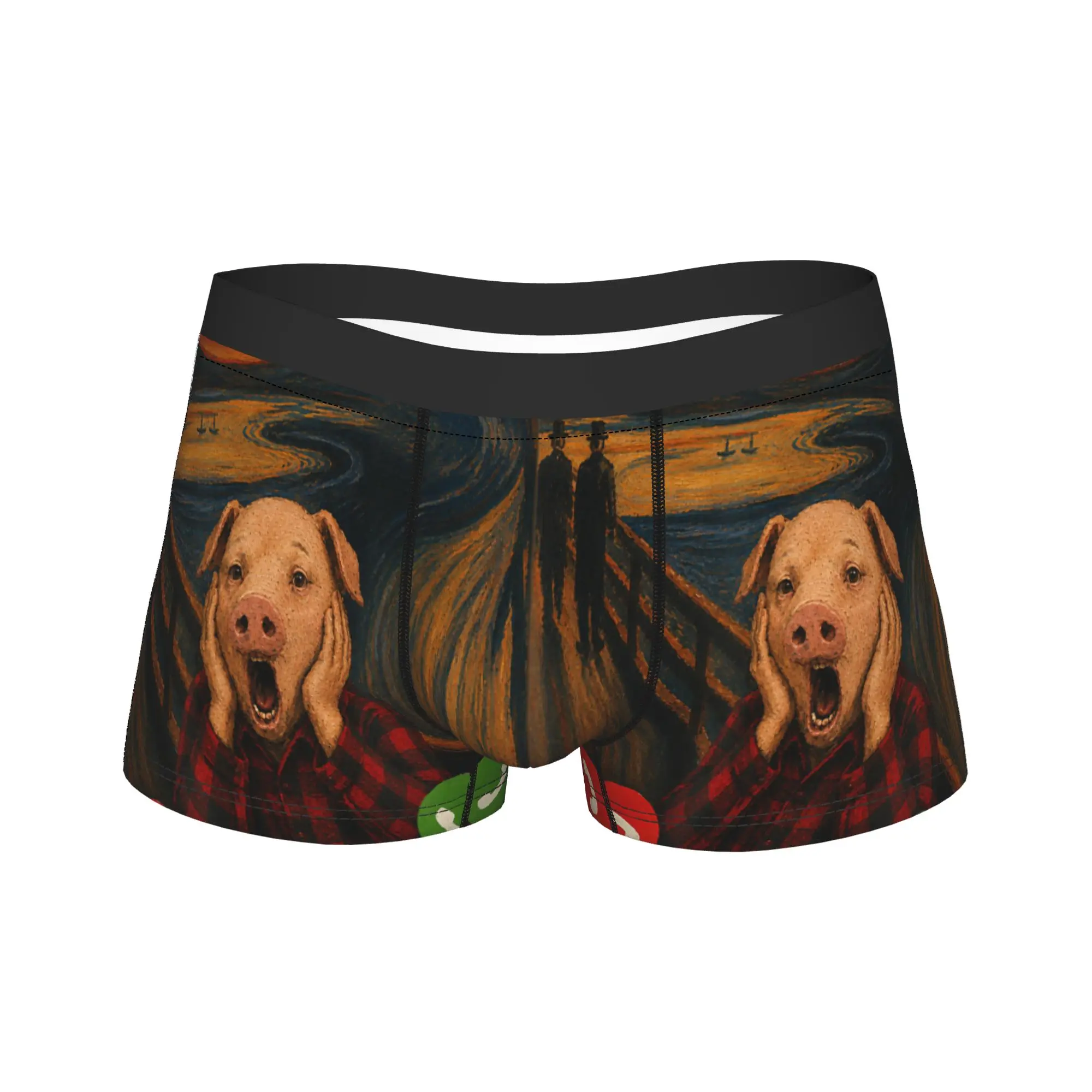 John Pork The Scream Edvard Munch Art Parody Funny Meme Boxer Brief Underwear Hot Sale Men Classic Boxer Shorts Oversize Panties