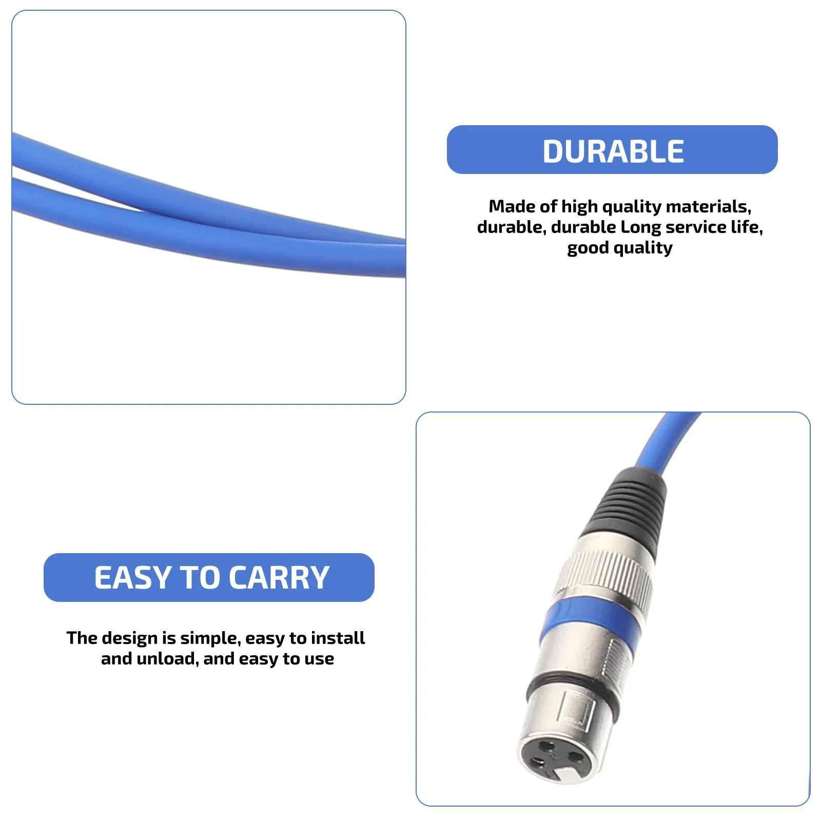 2M Xlr Microphone Cable Male to Female Premium Pe Lightweight Rugged Metal Connectors Gold Plated Studio Stage Karaoke