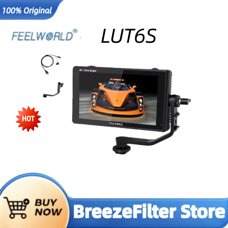 

Портативный монитор FEELWORLD LUT6S 6 дюймов, 2600 нит, HDR/3D LUT, сенсорный экран, для DSLR-камер, с входами и выходами 3G-SDI, 4K HDMI