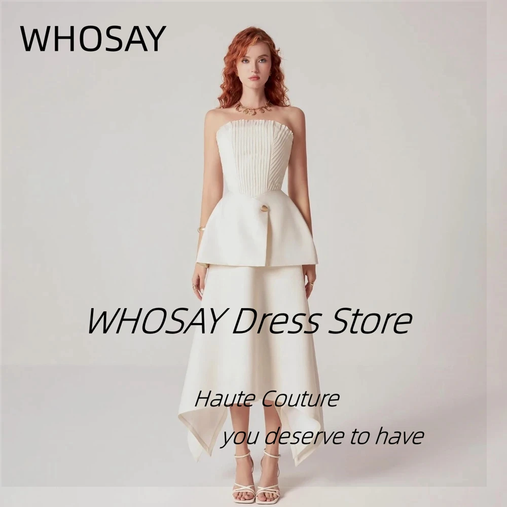 

WHOSAY Customized Asymmetrical Prom Dresses Pleats Strapless Modern Girls Wear Special Occasion Sexy Back Robes De Soirée
