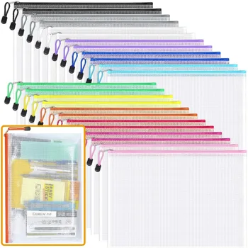 Carpeta de bolsillo de archivo con cremallera de malla A4, bolsa impermeable a prueba de humedad, bolsa de almacenamiento de juguetes, herramientas de almacenamiento, bolsa de organización de cosméticos