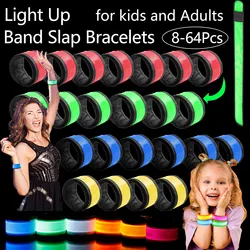 8-64Pcs LED Slap Bracelets Light Up Bracelet Led Wristband Luminous Bracelet Glow in The Dark Concert Party Prop for Kid Aldult