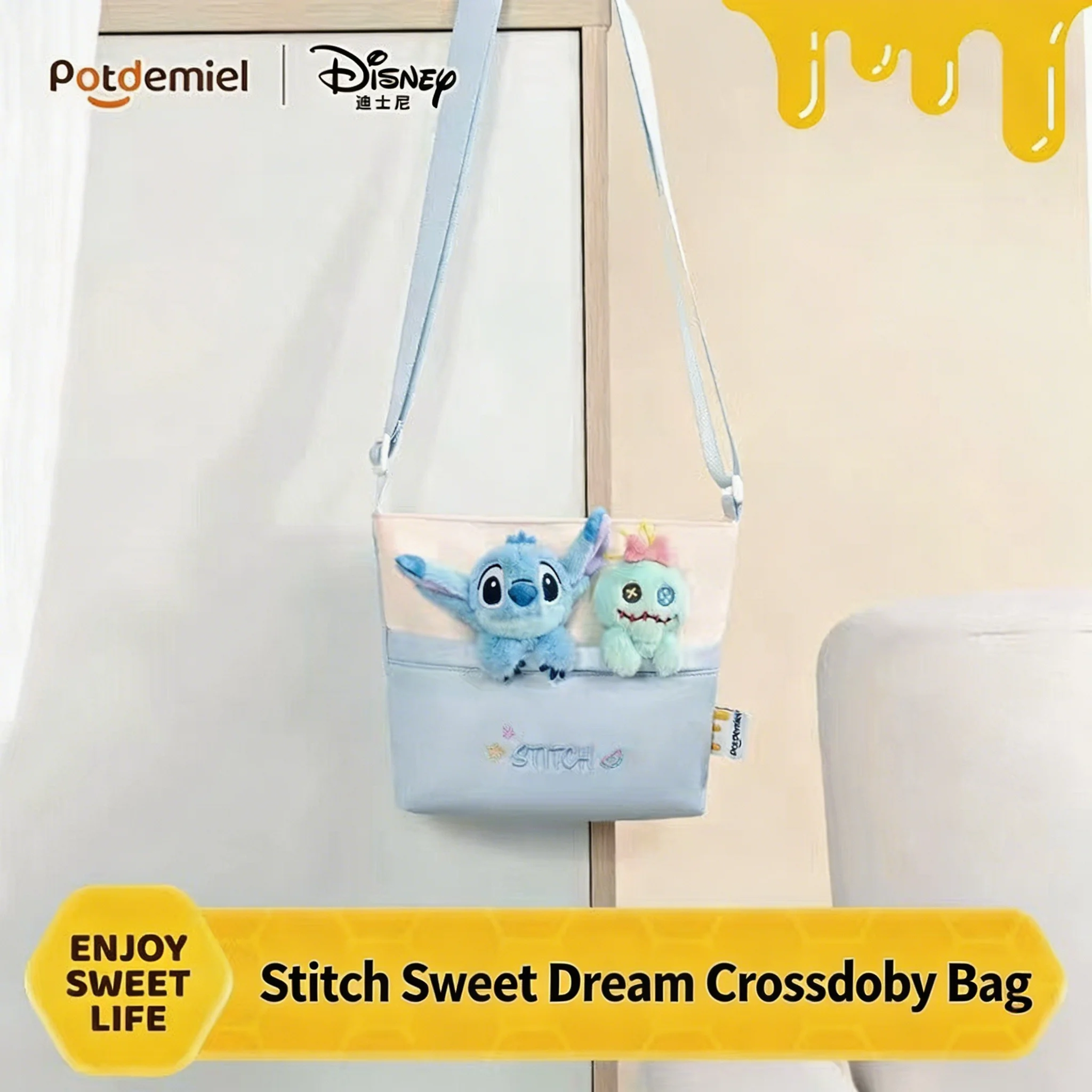 

Cute Disney Stitch Scrump Plush Crossbody Bag Official Licensed Soft Furry Shoulder Bag For Daily Use Collection Gift