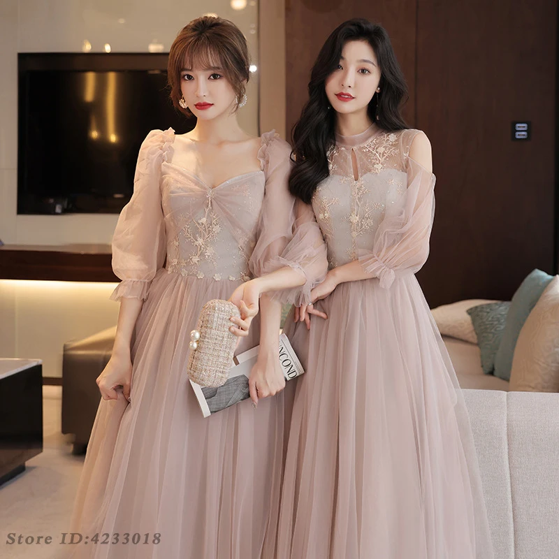 New Pink Bridesmaid Dress Fairy A-line Evening Party Dress Slim Long Formal Dress Temperament Prom Dress Oversize XS-3XL