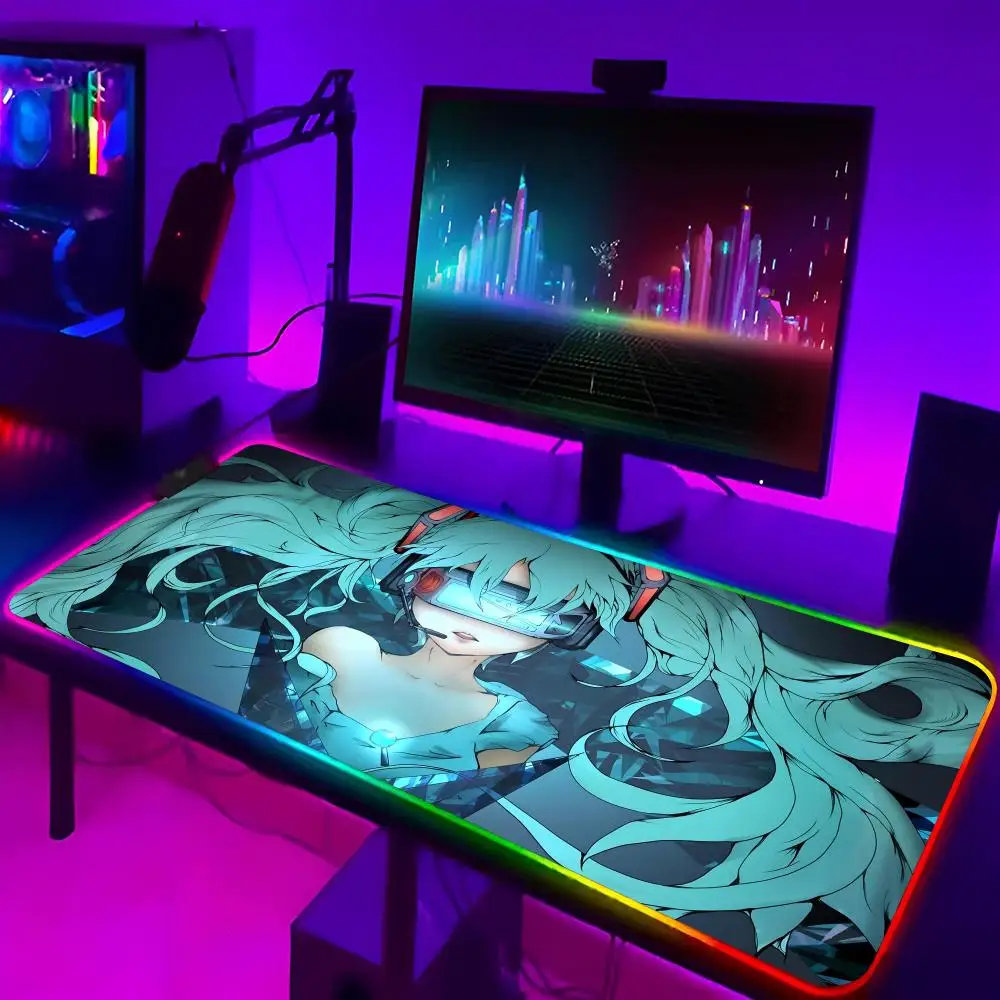 HatsuneS m-mikus alas Mouse, alas meja belajar Keyboard dan bermain game Rgb