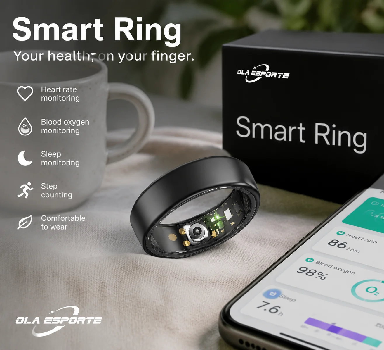 Temperature Ring Skin - Smart Ring Men Women with Charging