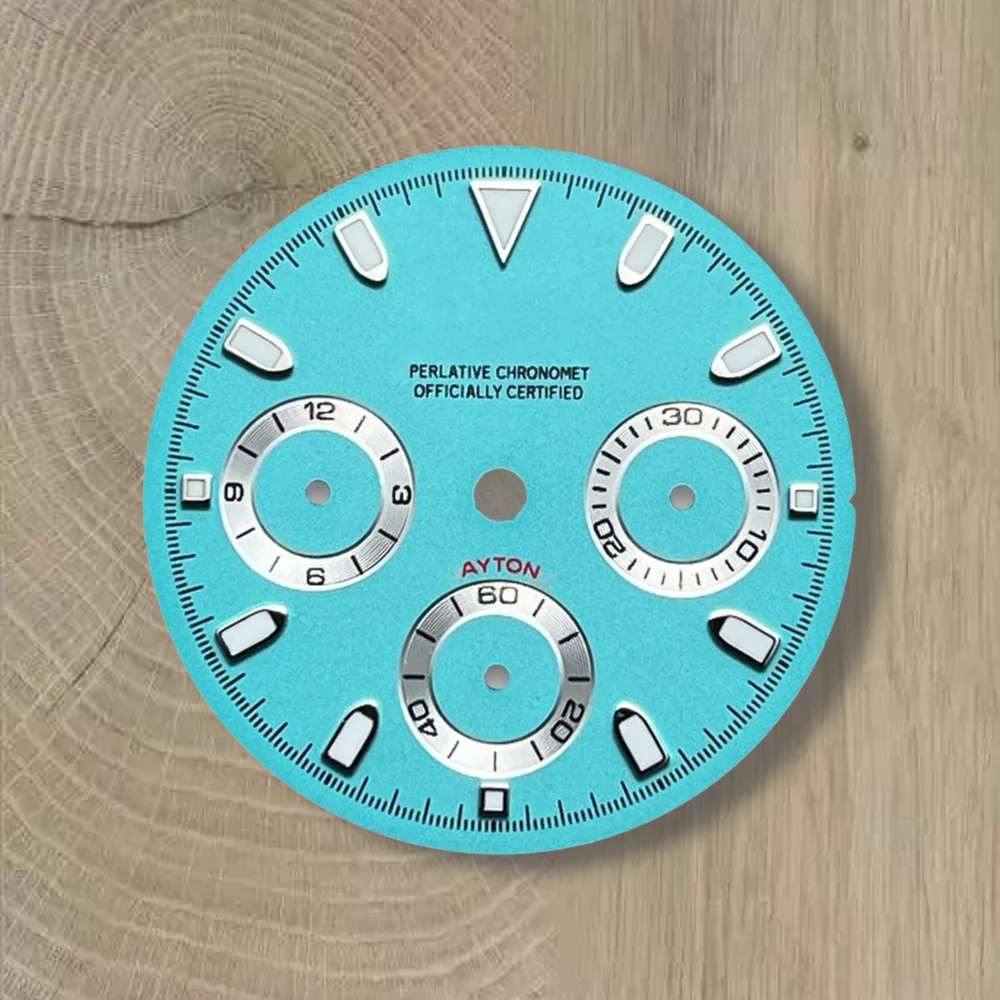 29,5 mm S-Logo-Panda-Zifferblatt, passend für VK63-Uhrwerk, grün leuchtendes, hochwertiges Zifferblatt, Uhrenmodifikationszubehör