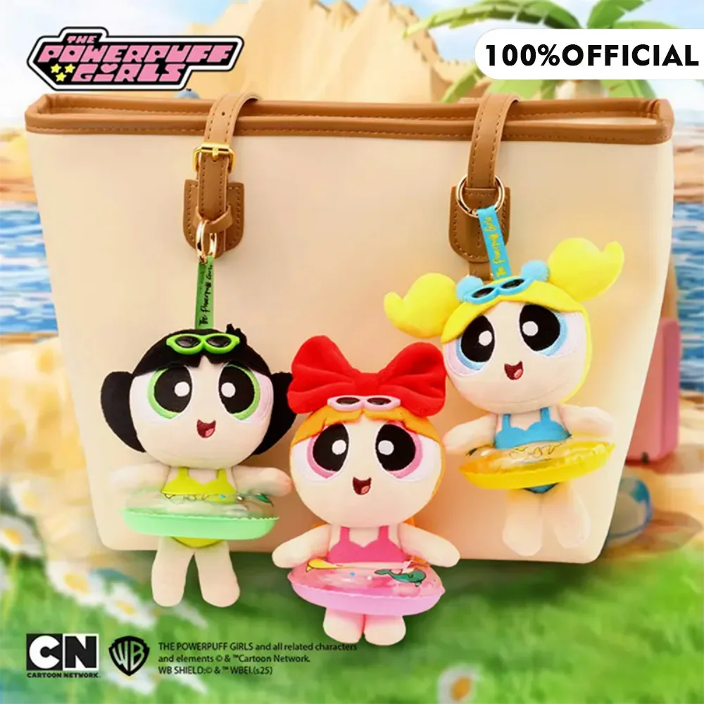 พวงกุญแจตุ๊กตาการ์ตูนพาวเวอร์พัฟเกิร์ล บล็อสซั่ม บับเบิ้ล ของแท้ น่ารักสไตล์สาวหวาน ไส้ใยฝ้าย PP อุปกรณ์ตกแต่งกระเป๋านักเรียน