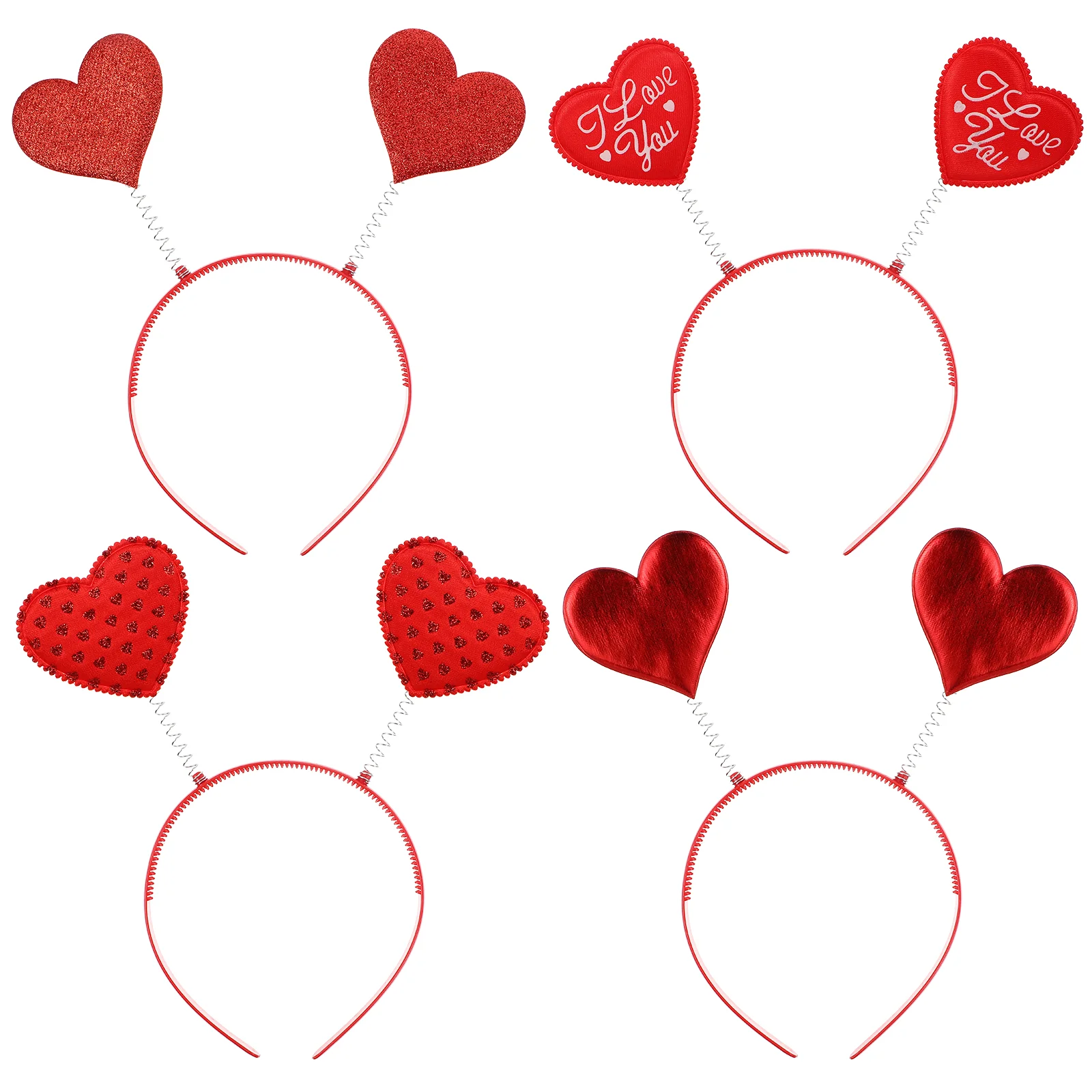 

4 Pcs Valentine's Day Headwear Lover's Clothing Props Headbands Costume Heart Hair Hoop Party Festival Headdress Heart-shaped