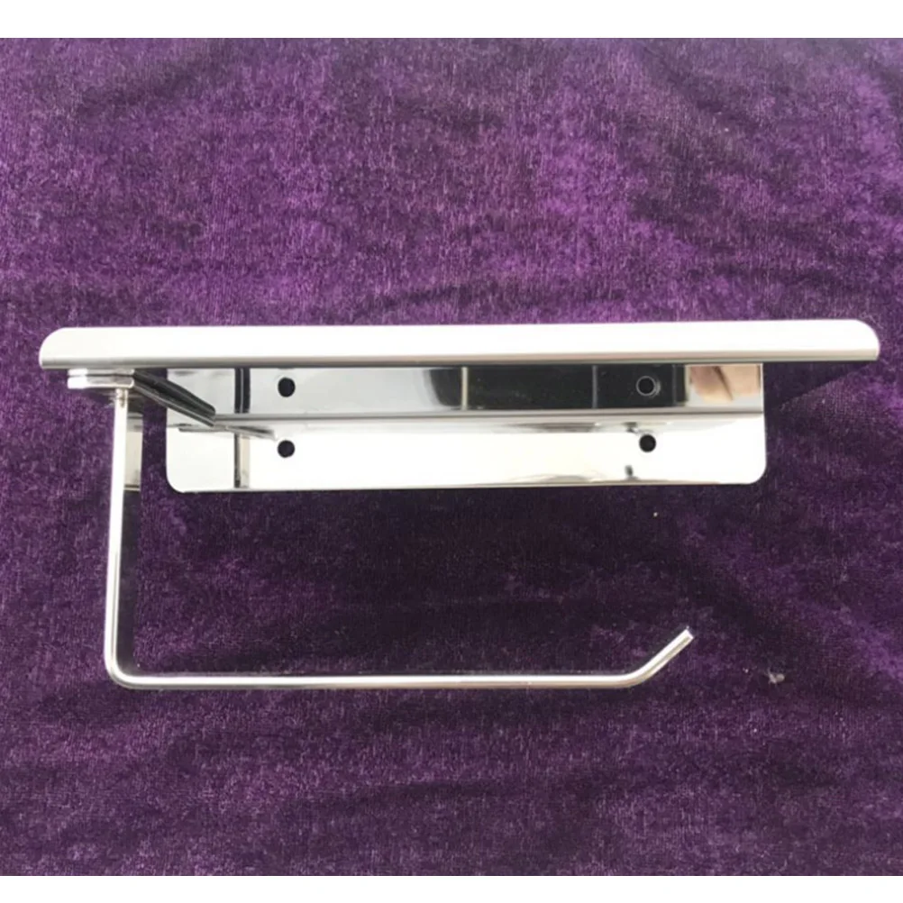 

Stainless Steel Tissue Holder Paper Towel Rack Mobile Phone Storage Shelf Waterproof Design For Home Hotel Bathroom