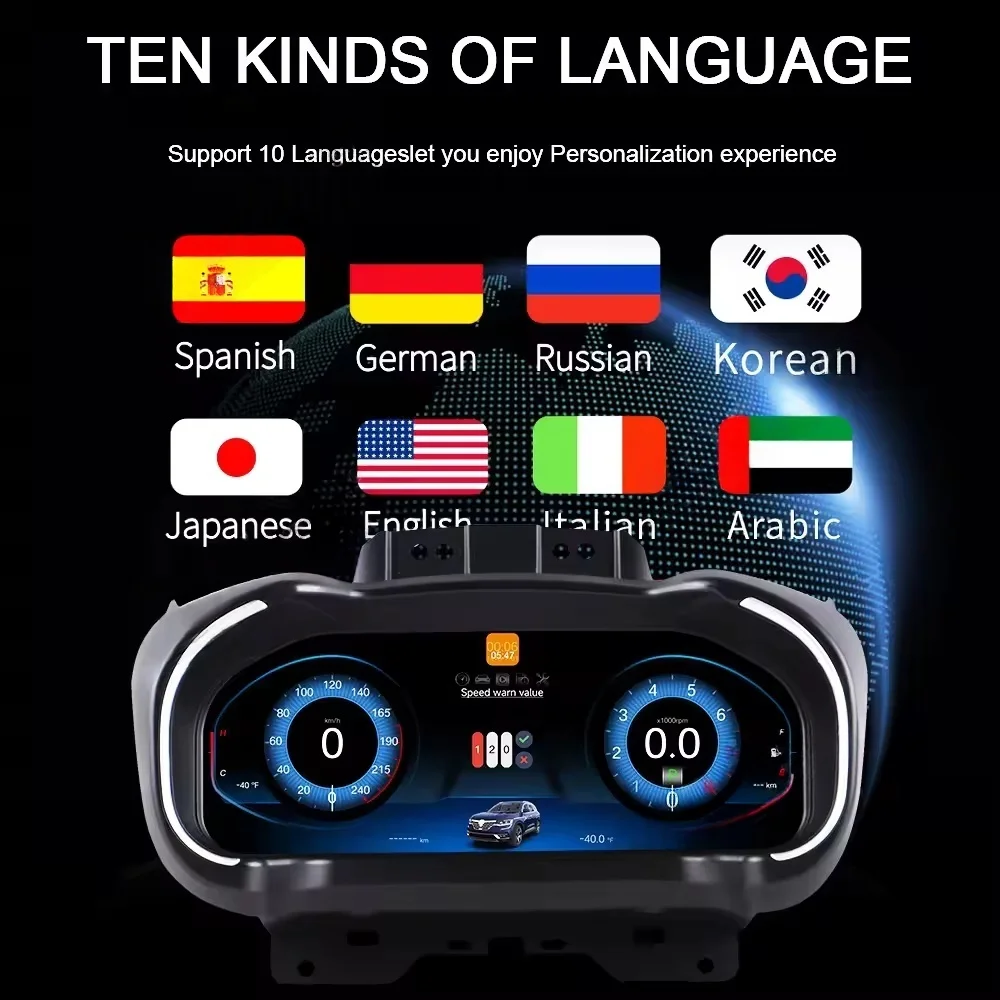 12.3" Carplay Auto Digital Instrument Cluster For Renault Koleos Megane 4 Samsung SM6 Talisman 2016-2019 Screen Dashboard meter view 5
