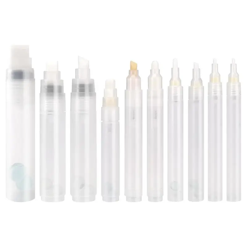 

AEF7-10 Pack Refillable Paint Pen Empty Marker [1Mm-15Mm], Clear White Acrylic Permanent Fillable Empty Paint Pens