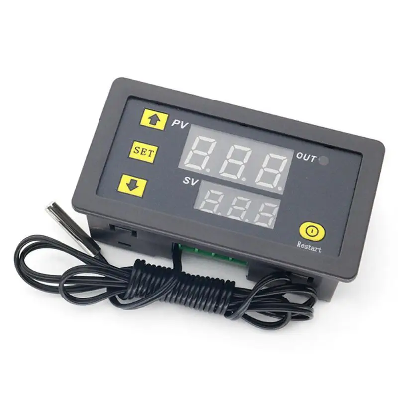 Termostato de pantalla LED con Control de temperatura Digital, instrumento de Control de calor/refrigeración, línea de sonda de piezas, 20A, 1 ~ 5 AC110-220V, 12V, 24V