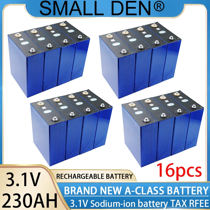 Bateria recarregável de íon de sódio 3.2v 230ah, 16 peças, adequada para sistema de energia solar marinha de caravana sem impostos diy 12v 24v 48v