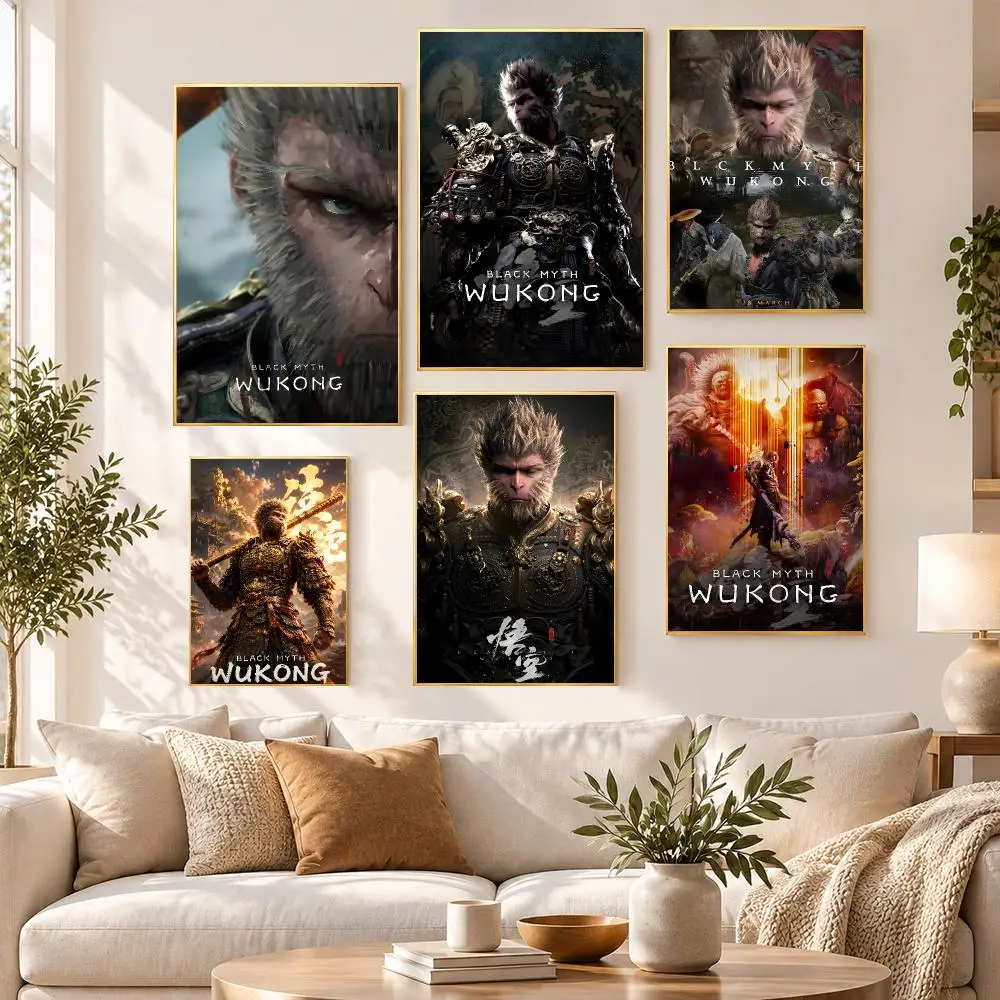 Game Gaming Dark Black Myth: Wukong Poster HD Waterproof PP Self Adhesive Aesthetic Bedroom Dorm Gaming Room Home Decor Gift