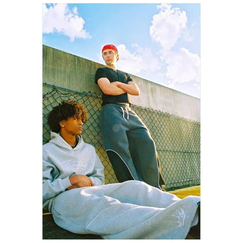 

Хип-хоп, панк, модный лучший бренд, мужской комплект с вышивкой, новинка 2025 года, американская готическая толстовка в стиле Харадзюку, пара, негабаритная повседневная спортивная одежда