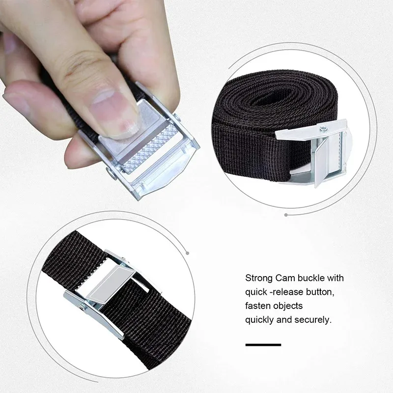 2pcs 5M Strong Ratchet Belt Car Tension Rope Tie down Strap Luggage Bag Cargo Lashing Strap for Truck Motorcycle Bike Boat
