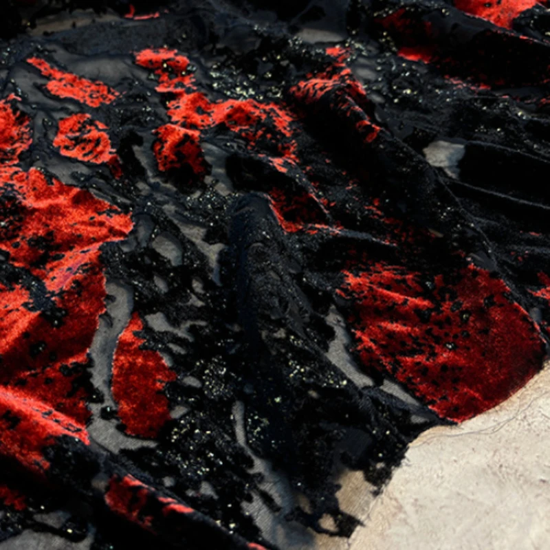 1meter Brocade Burnout Velvet Jacquard Fabric Nigerian Lace Fabric Tecido Jacquard for DIY Dress Cheongsam Clothing Sewing