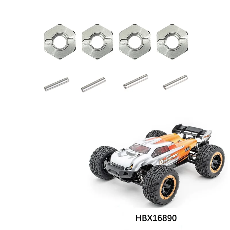 Adaptador de cubo sextavado de roda de metal 12mm, 4 unidades, para HBX 16889 16889A 16890 901 901A 903 903A 905 RC Car Upgrade Parts