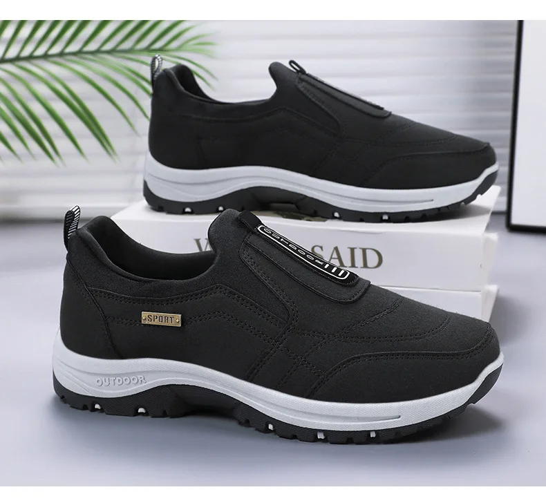 Wasserdichte Slip-On-Wanderschuhe für ältere Herren, rutschfest, stoßdämpfend, mit Profilsohle, für den täglichen Gebrauch im Freien, Freizeitschuhe, Wanderschuhe – Detail 4