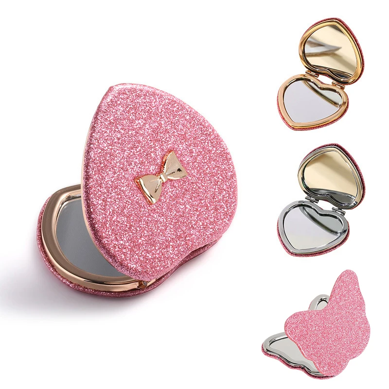 Heart Shape Makeup Mirror Girl Cute Small Mirror Portable Student Folding Mirror Cosmetic Beauty Tools Handheld