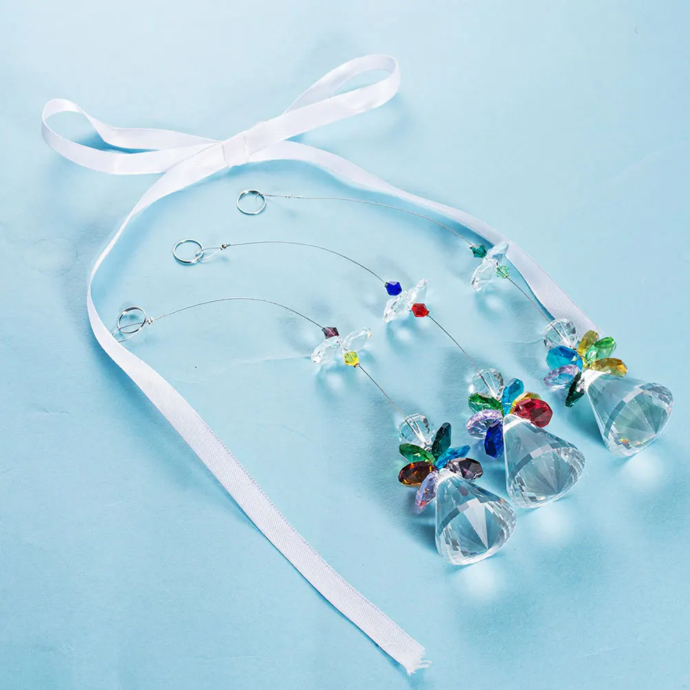 

3Pcs Crystal Angel Shaped Pendant DIY Hanging Ornament for Window Wall Yard Balcony Decor Stylish Delicate Craftsmanship Home