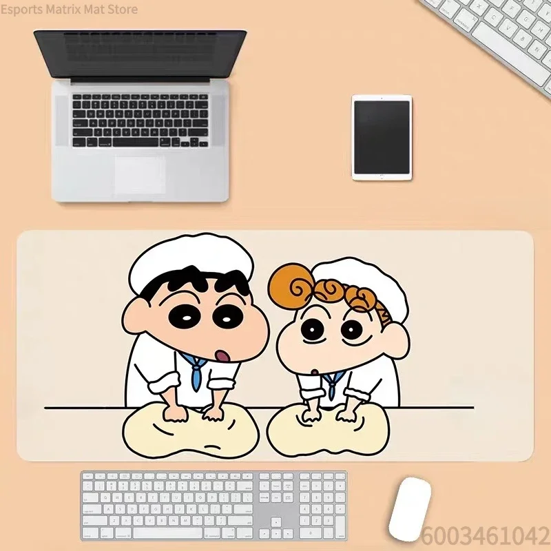 Cute Crayon Shin-chan Hanging Laundry Anime Mouse Pad, Rubber Non Slip Gaming Desk Mat, Light Blue Cartoon Art Mouse Pad for Des