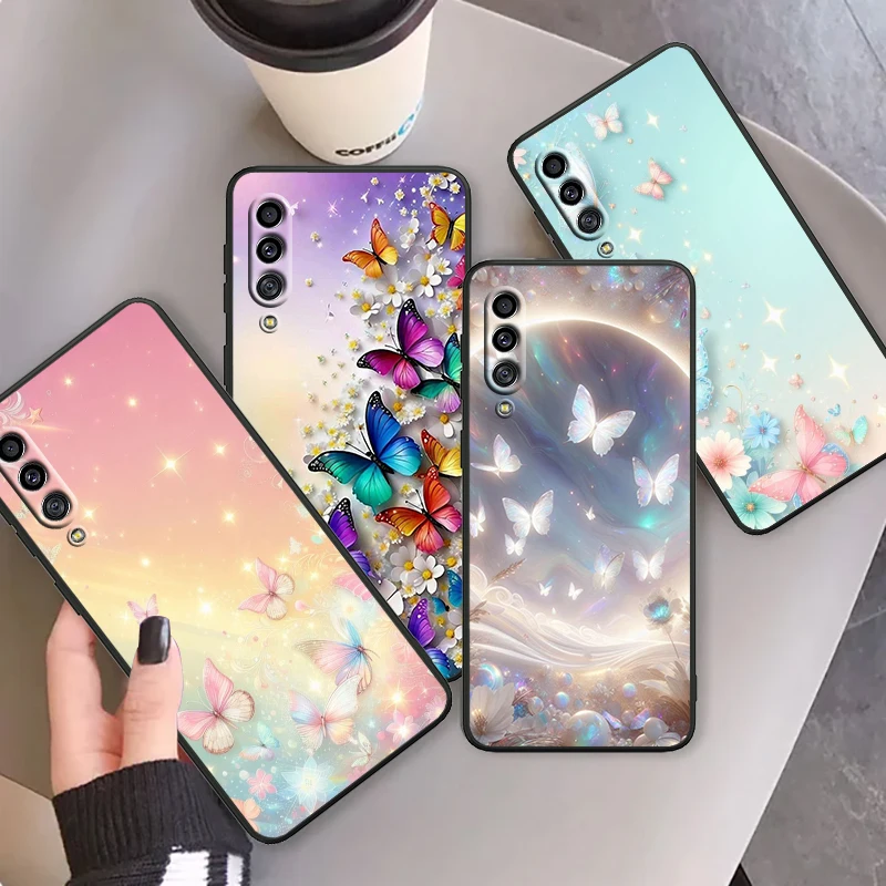 Butterfly Fashion Fantasy For Samsung A53 A52 A33 A32 A51 A71 A21S A13 A73 A50 A22 A23 A03 A72 A54 A12 5G Black TPU Phone Case