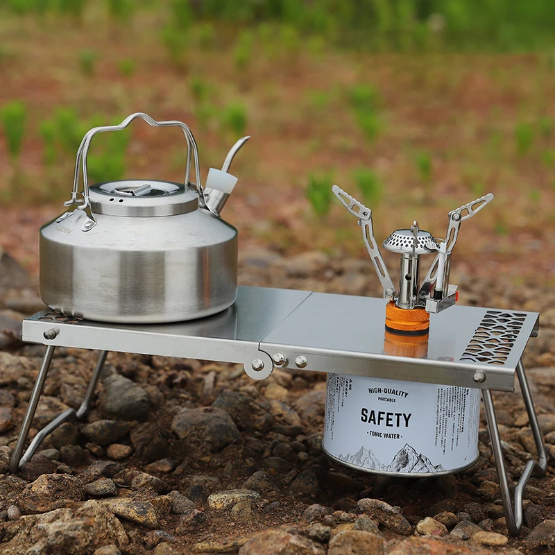 Camping Hiking Table Anti-skid Stainless Steel Mini Table Outdoor Picnic Portable Foldable BBQ Table for Family