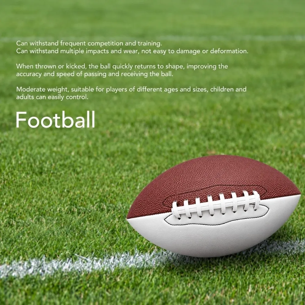 Durable PU Size 9 Football Oval Machine Stitched American Football Brown and White Sports Football Outdoor Sports