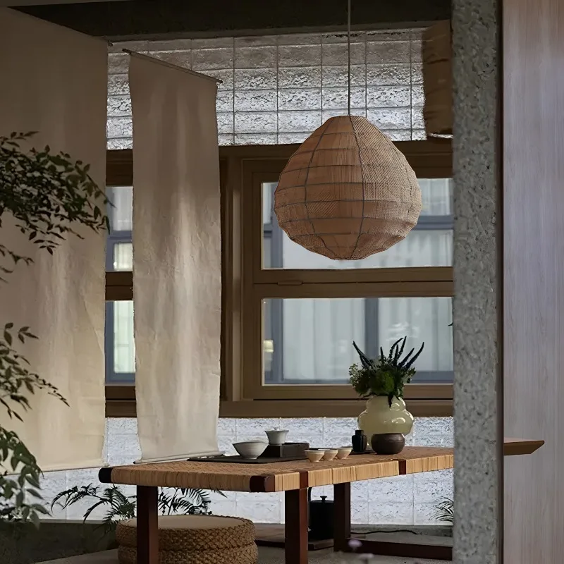 اليابانية القماش المعدني قلادة أضواء الإقامة المنزلية غرفة الشاي مطعم زن مستوحاة فانوس شكل متجر الملابس مقهى Hanglamps