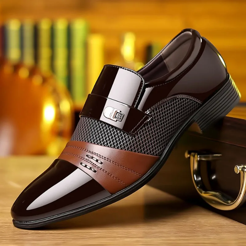 Vintage Mens Leather Shoes Luxury Brand Pointed Business Dress Work Shoes Wedding Shoes for Men Formal Shoes Men Plus Size